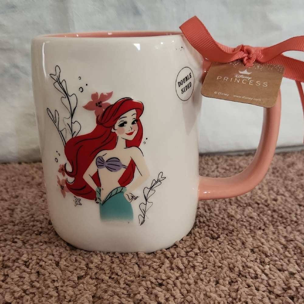 Rae Dunn Disney Ariel Mug in Coral and Cream
